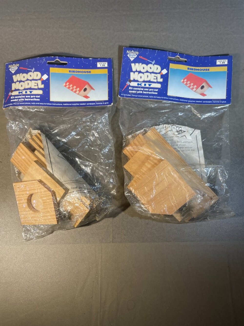2 Vintage Wooden Birdhouse Kits. Sealed (710)